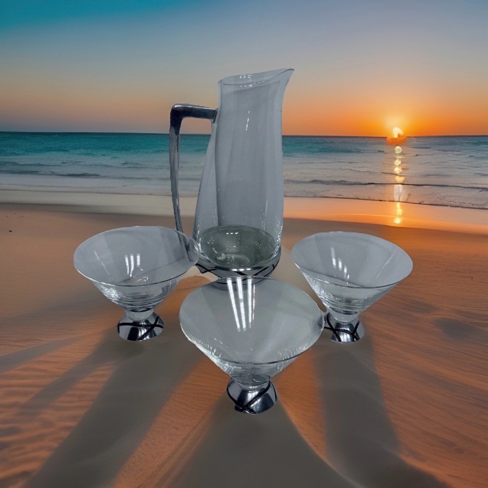 Lenox 4-Piece Martini Set - Vibe Collection Bar Serveware Pitcher 3 Glasses